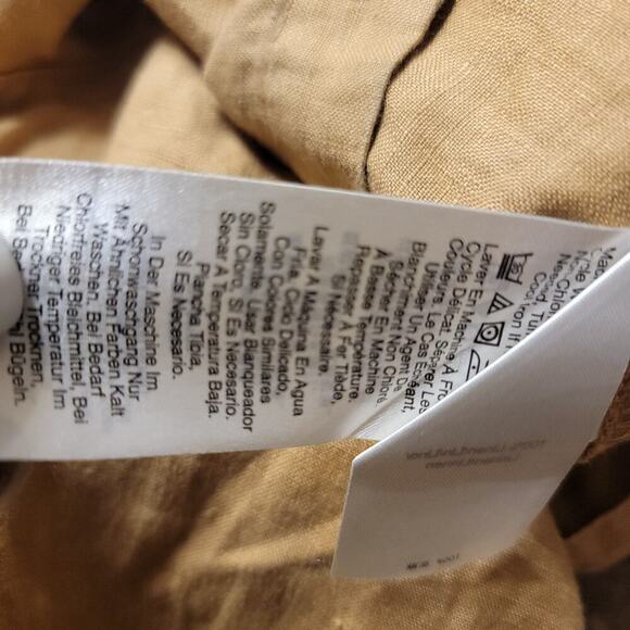 Donna Karan Jumpsuit Womens Small 100% Linen Tan Safari Straight Leg - Picture 10 of 10